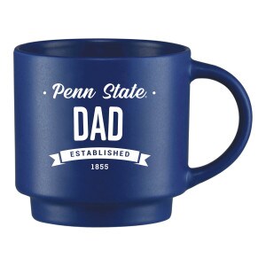 blue stackable mug with Penn State Dad Established 1855